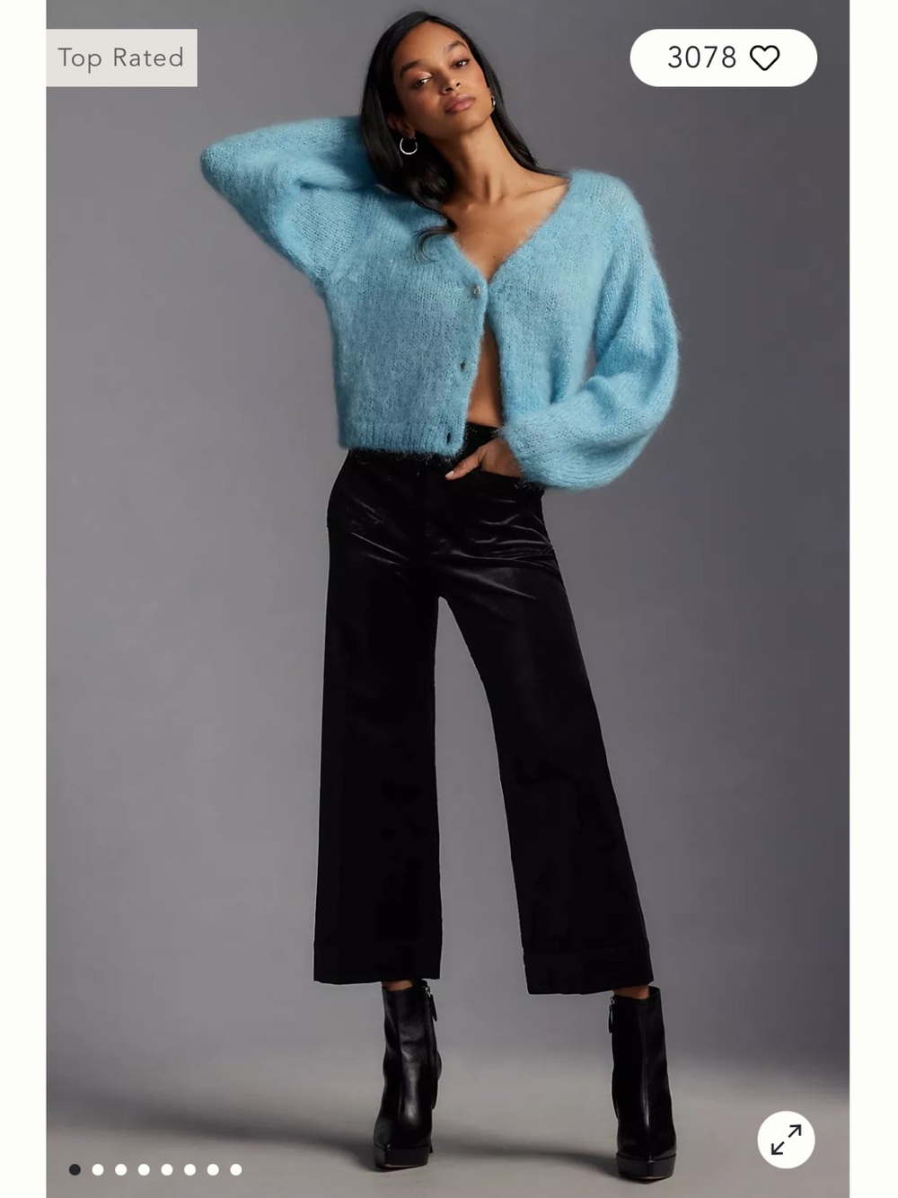Maeve Anthropologie Colette Velvet Cropped Wide Leg Pants. Black. Size 27. EUC